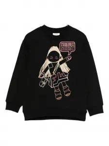 Свитшот с принтом куклы Fendi Kids, черный