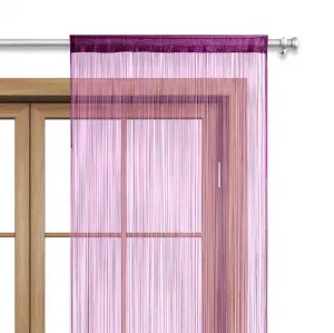Штора-нитка WOMETO 90 x 245 см, фиолетово-фиолетовая, с карманом на штанге, укорачиваемая, моющаяся, однотонная, доступна во многих ярких цветах. wometo