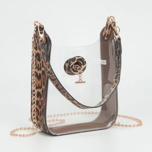 Прозрачная мини-сумка через плечо из искусственной кожи с цепочкой FASHNZFAB, чистый, леопард