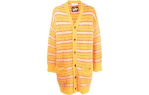 Полосатый культовый мохеровый длинный кардиган MARNI, оранжево-желтый