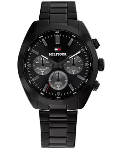 Мужские хронографические часы с черным IP-покрытием на стальном браслете, 40 мм Tommy Hilfiger