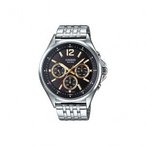 CASIO Часы Men Standard Series 41.1mm Black Watch, Black Dial Silver Steel Strap