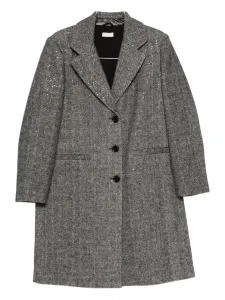 Пальто из ёлочного твида с пайетками Liu Jo, серый