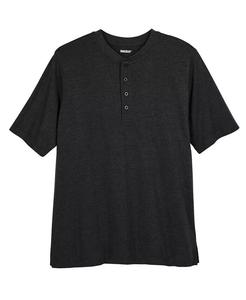 Легкая футболка на пуговицах Big & Tall без усадки KingSize, черный