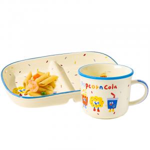 Наборы посуды KAWASIMAYA, [Breakfast 2-Piece Set]Mug+Divided Plate (Popcorn)
