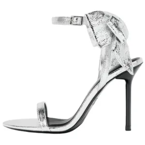 Сандалии женские с одним ремешком, 9,5 см, серебристые ZARA, Silver