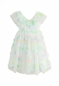 Коктейльное/Вечернее платье прямого кроя с объемными цветочными оборками Next, White