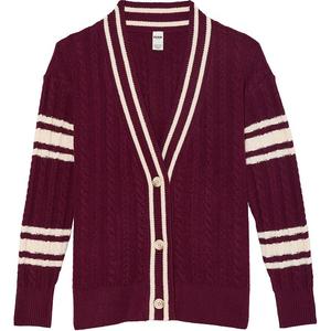 Victoria's Secret Топ PINK Collegiate Cable Knit Oversized Cardigan/Wild Rose Knitwear Women's Wild Rose