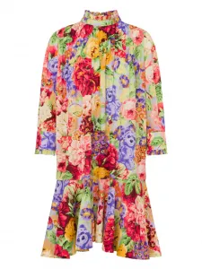 Платье мини с оборками и цветочным принтом Moschino, красный