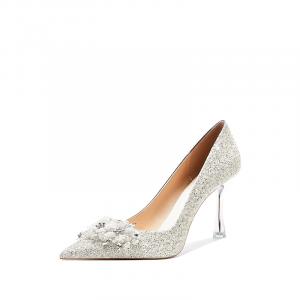 Женские туфли на тонком каблуке, серебристые Crelinkxlat, Silver