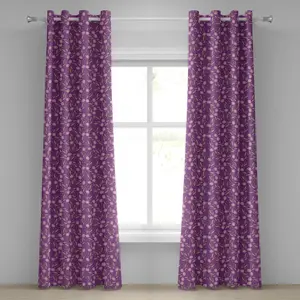 Шторы на люверсах ABAKUHAUS с цветочным рисунком, цветущая природа с лепестками и листьями, романтический дизайн, декоративные двухпанельные шторы, 280 см x 225 см, нежно-розовые бархатцы