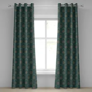 Бамбуковая штора на люверсах ABAKUHAUS, аутентичные азиатские элементы, листья бамбука, декоративные двухпанельные шторы, 280 см x 245 см, цвет слоновой кости и бирюзы Abakuhaus