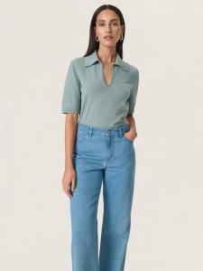 Спина Rib Knit поло Soaked In Luxury, Silver Blue