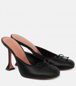 Лиловые сатиновые мюли 95 Amina Muaddi, черный