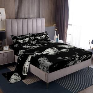 Erosebridal Готический комплект постельного белья Moth с черепами и животными для Хэллоуина, Gray Black