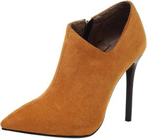 Женские ботильоны SHEMEE с острым носком на высокой шпильке, из искусственной замши, с тонким каблуком, боковой молнией и короткой посадкой, Yellow