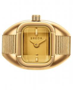 Женские золотые часы-кольцо Ноктюрн с расширяющимся окошком, диаметр 16 мм BREDA, DeepGold/Amber