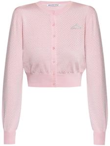 Прорезиненный кардиган с логотипом Alexander Wang, розовый