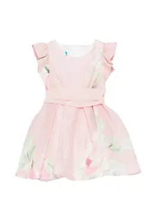 Платье с рюшами и цветочным принтом Abel & Lula, розовый