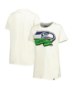 Женская кремовая футболка Seattle Seahawks с хромированной боковой линией New Era