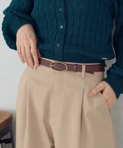 Ремень из натуральной кожи с овальной пряжкой Comme Ca Ism, цвет Brown