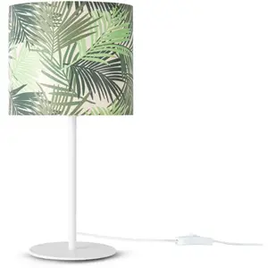Настольная лампа Ostende 534 E14 для чтения, ночник, детская, настольная, абажур с джунглевым мотивом Paco Home, белый