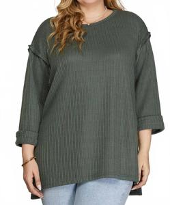 Повседневный топ с закатанными рукавами в шиферном цвете SHE + SKY, Slate