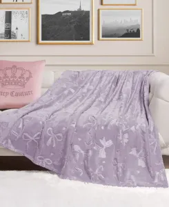 Мягкий плед большого размера с рельефным рисунком, 152 x 178 см Juicy Couture, Bow Toss Lavender
