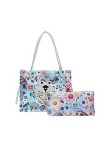 Женская сумка-тоут белого цвета с разноцветными вставками myMo