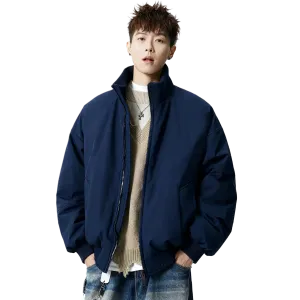 Куртка Unisex Stand Collar Fleece lined X1617, темно-синий fleece-lined jacket