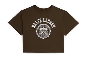 Футболка Polo Ralph Lauren Kids Logo Crest Cotton Jersey Boxy Tee, цвет Court Brown