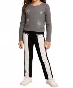 Брюки прямого кроя для девочек, черно-белые Mia, черный/белый