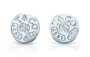 TIFFANY & CO. Серьги-гвоздики 1838 для женщин, серебристо-белые