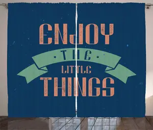 Шторы ABAKUHAUS Quote Rustic, с грубым позитивным посылом, универсальные ленточные шторы для гостиной с петлями и крючками, 280 x 225 см, светло-зеленый, темно-синий, лососевый Abakuhaus