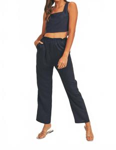 Топ-кроп и брюки Aya в темно-синем цвете MABLE