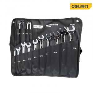 Deli DL0114A Набор из 14 предметов, британское зеркало, открытый гаечный ключ для цветка сливы, полированный открытый гаечный ключ для цветка сливы, инструменты для ремонта автомобилей