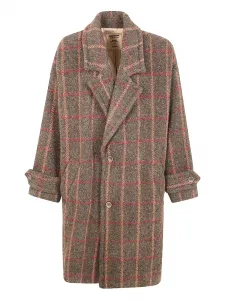 Клетчатое шерстяное пальто Uma Wang, коричневый
