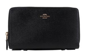 COACH Кошелек на молнии из коровьей кожи клатч малого размера женский черный