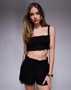 Комплект из черного кроп-топа и шорт «Принцесса Полли» со сборками Princess Polly