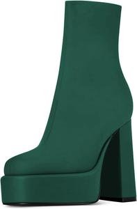 Женские ботильоны YDN на платформе с квадратным носком, высокие массивные каблуки, боковая молния, вечерние туфли для праздников, размеры 4-15 US