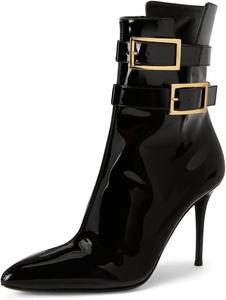 Женские элегантные ботильоны YDN, заостренный носок, закрытые, с V-образным вырезом, молнией, пряжкой, ремешком, на высоком каблуке-шпильке, обувь для вечеринок и повседневной носки, размеры США 4-15, Black