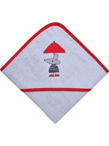 Wörner Махровое банное полотенце с капюшоном серо-красного цвета