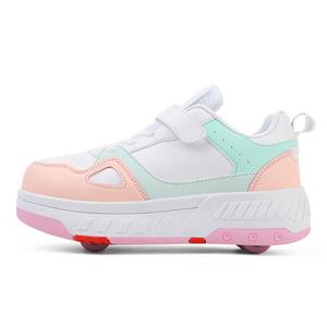 Износостойкие дышащие сбалансированные низкие повседневные кроссовки для детей NEZHACHAOHAI, белый/розовый