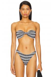 Бандо бикини с узлом Stripe Knot Milly, black & white