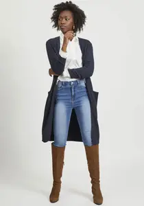 Длинный кардиган Vila "VIRIL LONG L/S KNIT CARDIGAN - NOOS", длина до колена, синий