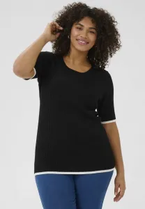 Базовая футболка kclizzy в рубчик с контрастным рисунком Kaffe Curve, Black With Chalk Contrast