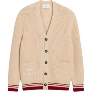Кардиган Ami Paris с рубчиком AMIPARIS, кремовый