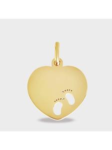 Adeliás Женский кулон - кулон в форме сердца с гравировкой, из нержавеющей стали, золотистый