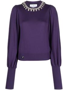 Philipp Plein шерстяной джемпер с кристаллами, фиолетовый