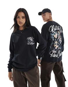 Футболка с длинными рукавами и принтом «Roll the Dice» в стиле «космос» черного цвета